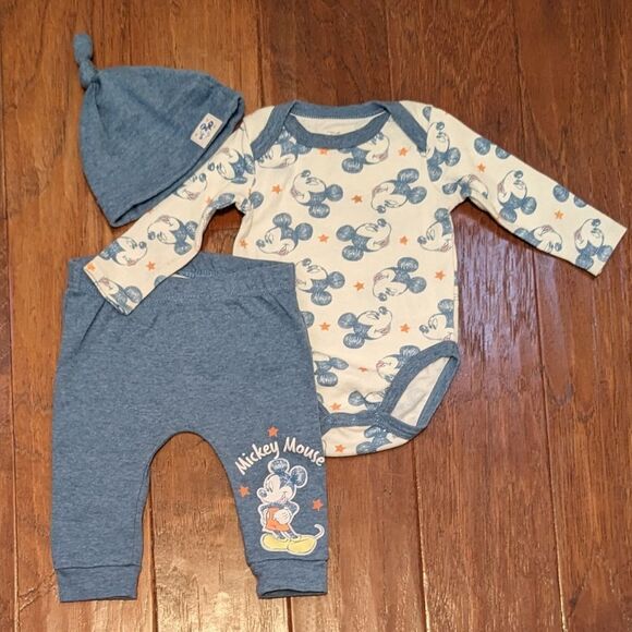Disney Baby Mickey 3 Piece Outfit, Blue, Size 6-9 Months - Picture 1 of 12